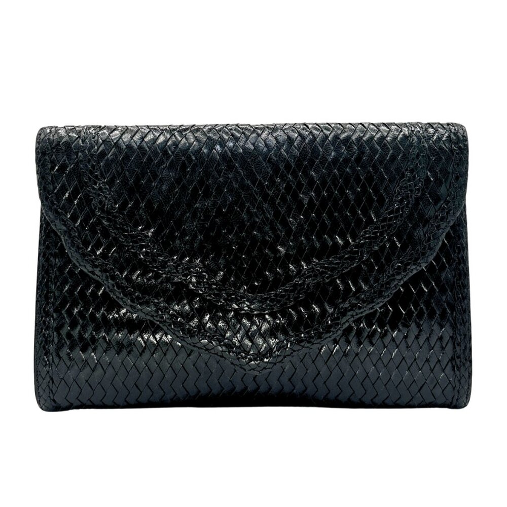 •SOLD•Yves Saint Laurent YSL Vintage Patent Woven Leather Clutch
